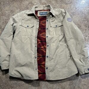 Eddie Bauer Tan Jacket with Red Patterned Lining
